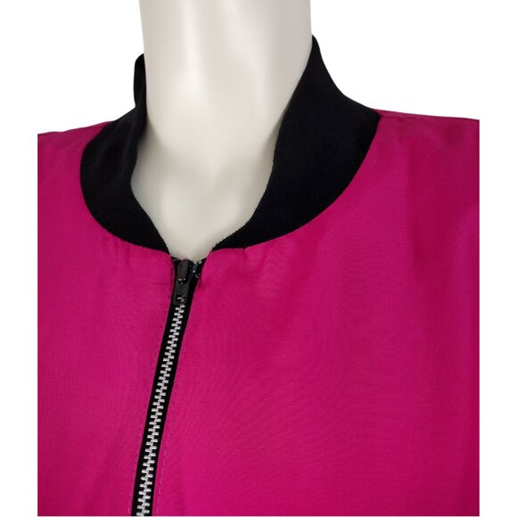 Vintage 1980s NWT Fuchsia Pink Sheer Sleeve Zippered Jacket Size M - Picture 7 of 11